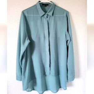 Love Culture Size M Women  Long Sleeve Button-Up  Blue Blouse Shirt Top